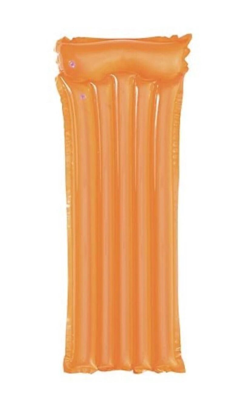 Bring On The Sun Floating Pool Beach Orange Mat 6ft x 30" 220 Lbs w/ Pillow New